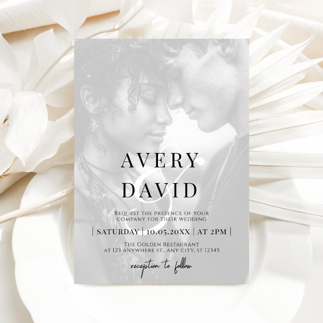 Monogram Minimalist Modern Wedding Photo Invitation (Creator Uploaded)