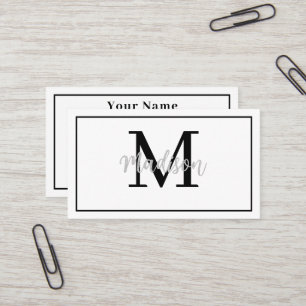Monogram Minimalist Modern White Business Card