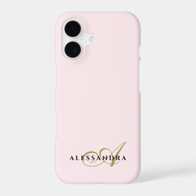 Monogram Minimalist Pastel Pink Gold Black Elegant (Back)