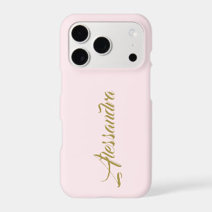 Monogram Minimalist Pastel Pink Gold Script Name