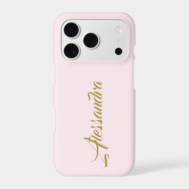 Monogram Minimalist Pastel Pink Gold Script Name  (Back)