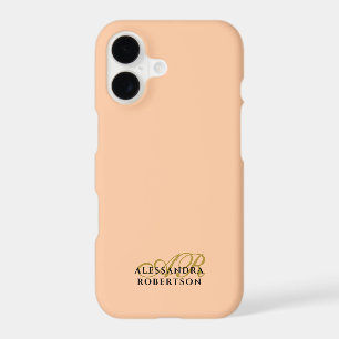 Monogram Minimalist Peach Gold Black Stylish Chic