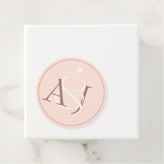 Monogram Minimalist Peachy Pink & Mauve Wedding Favour Tags