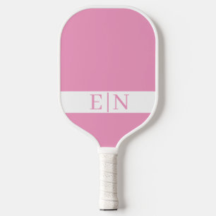 Monogram Minimalist Pink White Pickleball Paddle