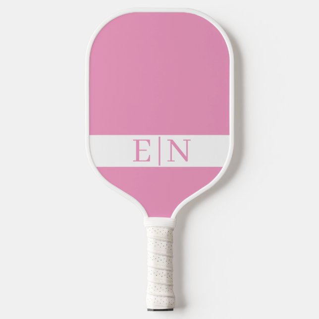 Monogram Minimalist Pink White Pickleball Paddle (Front)