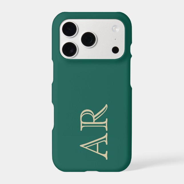 Monogram Minimalist Retro Green Gold Initials Chic (Back)