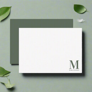 Monogram Minimalist Sage Green Script  Card