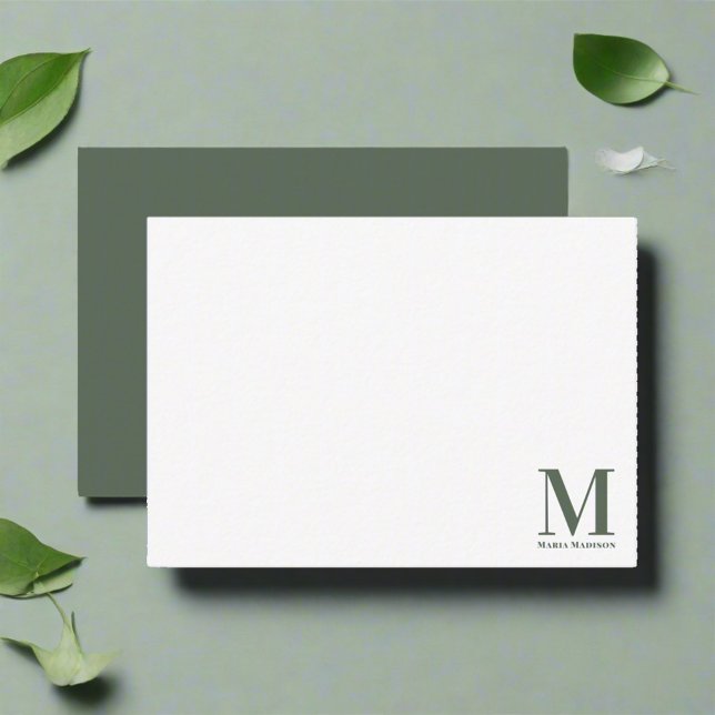 Monogram Minimalist Sage Green Script  Card (Creator Uploaded)