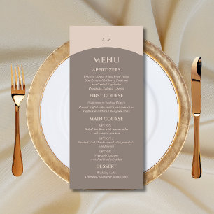 Monogram Minimalist Taupe Japandi Wedding Menu
