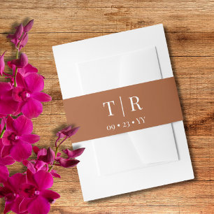 Monogram Minimalist Terracotta Wedding Invitation Belly Band