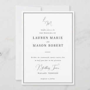 Monogram Minimalist Wedding Invitation