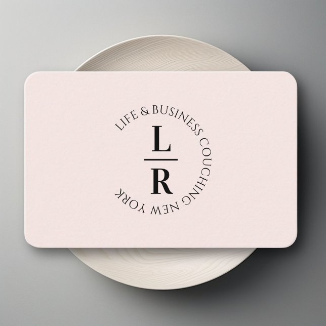 Monogram, minimalistic beige rose business card (Monogram, minimalistic beige rose business business card)