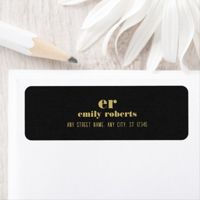 Monogram Minimalistic Black Linen Gold Typography (Insitu)