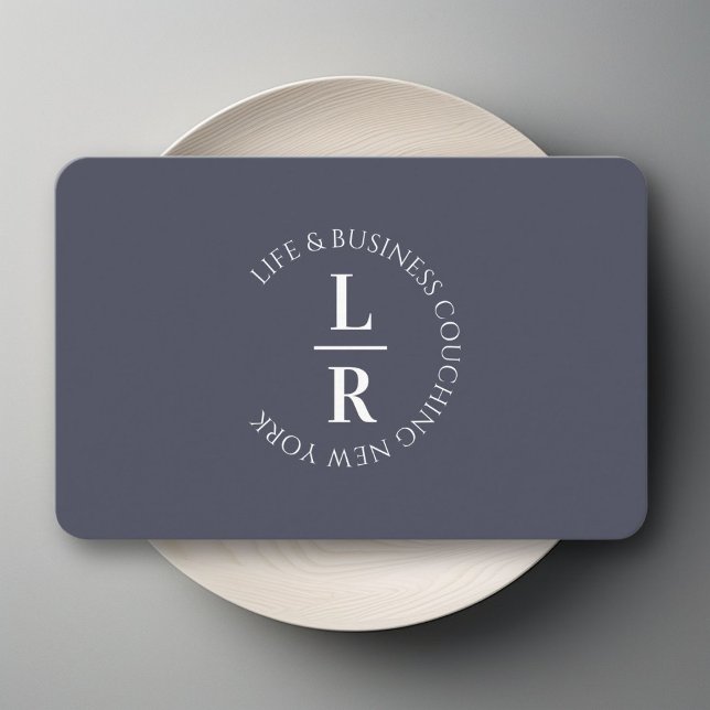 Monogram, minimalistic blue-grey business card (Monogram, minimalistic blue-gray business business card)