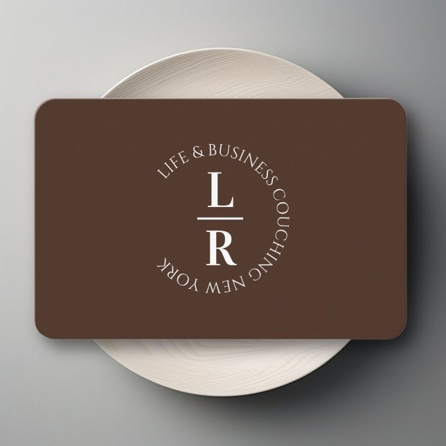 monogram, minimalistic dark brown business business card (monogram, minimalistic dark brown business business card)