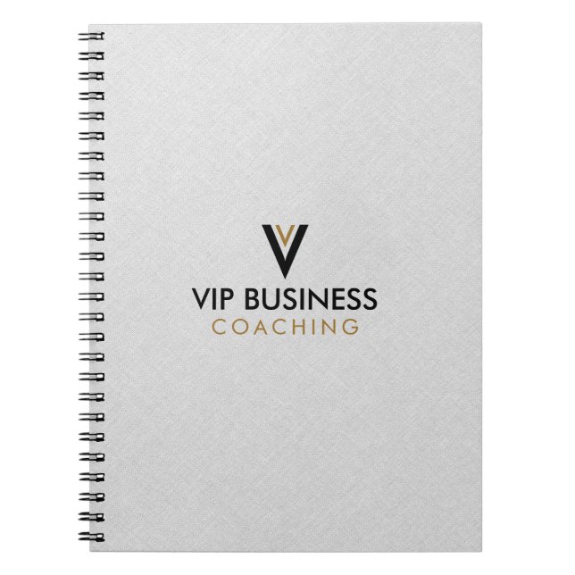Monogram Minimalistic Grey Linen 3 Ring Binder Notebook (Front)