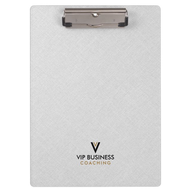 Monogram Minimalistic Grey Linen Clipboard (Front)
