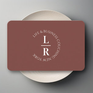 Monogram, minimalistic red-brown Business Business Card
