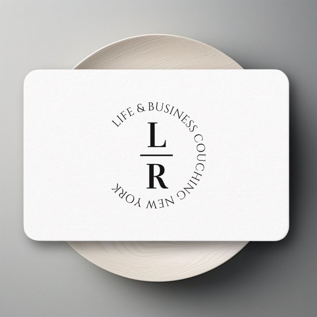 monogram, minimalistic white black business card (monogram, minimalistic white black business business card)