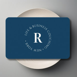 Monogram, Minimum Blue Business Card