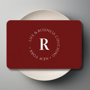Monogram, Minimum Red Business Card