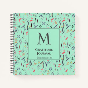 Monogram   Mint Green   Floral   GRATITUDE JOURNAL