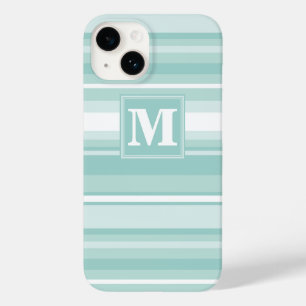 Monogram mint green stripes Case-Mate iPhone 14 case