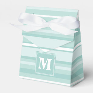 Monogram mint green stripes favour box