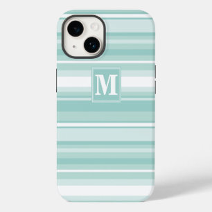 Monogram mint green stripes iPhone 14 case