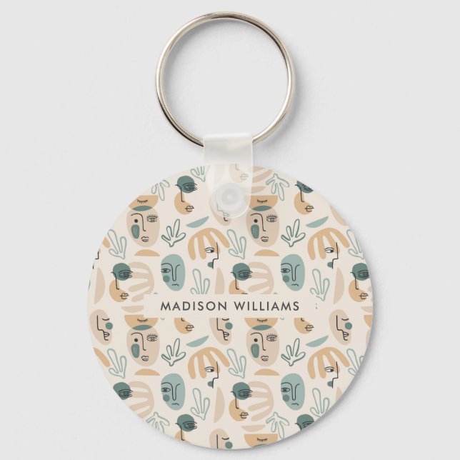 Monogram Moder Modern Minimalist  Keychain (Front)