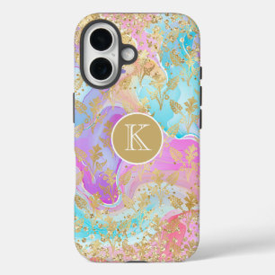 Monogram Modern Abstract Glitter Personalised iPhone 16 Case