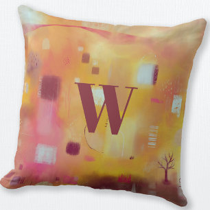 Monogram Modern Abstract Yellow Cushion