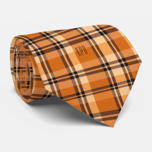 Monogram Modern Autumn-Fall Plaid Pattern Necktie