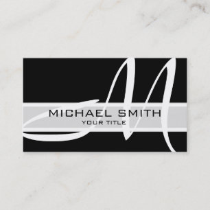 Monogram Modern Black Background Business Card