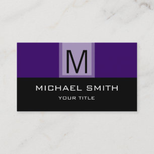 Monogram Modern Black & Deep violet Background Business Card