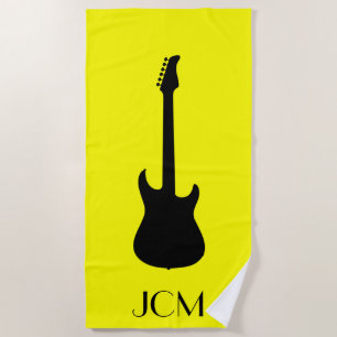 Monogram Modern Black Electric Guitar / Yellow Beach Towel