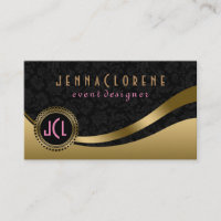 Monogram Modern Black & Gold Dynamic Lines