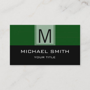 Monogram Modern Black & Green Background Business Card