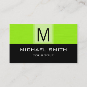 Monogram Modern Black & Lime Background Business Card