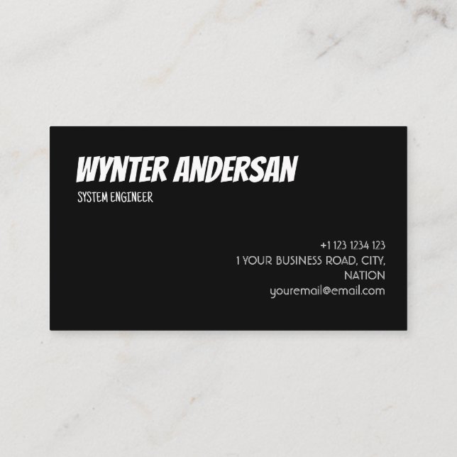 Monogram Modern Black Minimal Custom Name Business Card (Back)