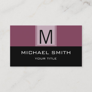 Monogram Modern Black & Purple Background Business Card