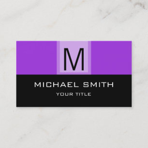 Monogram Modern Black & Violet Background Business Card