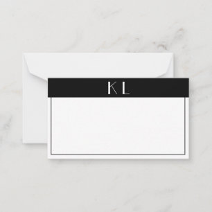 Monogram Modern Black White Minimalist Card