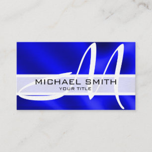 Monogram Modern Blue Abstract Background Business Card