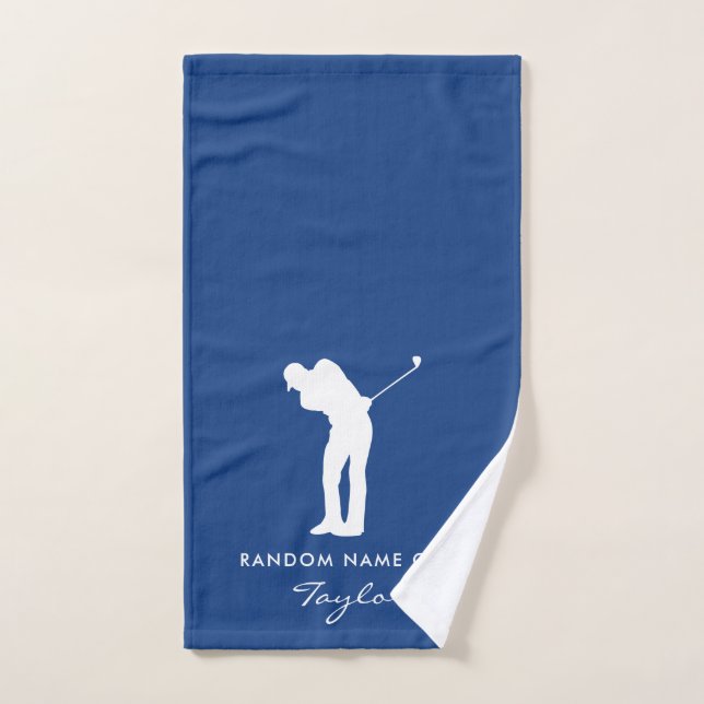 Monogram Modern Blue Club Name Personalised Hand Towel (Hand Towel)