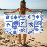 Monogram Modern Blue White Abstract Pattern Beach Towel<br><div class="desc">Monogram Modern Blue White Abstract Pattern Beach Towel features a pattern of abstract objects with your custom monogram in the centre. Perfect gift for her for Christmas,  birthday,  Mother's Day and more whether girlfriend,  sister,  mother,  friends. Created by Evco Studio www.zazzle.com/store/evcostudio</div>