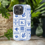 Monogram Modern Blue White Abstract Pattern iPhone 16 Pro Max Case<br><div class="desc">Monogram Modern Blue White Abstract Pattern iPhone 16 Pro Max Case Phone Case features a pattern of abstract objects with your custom monogram in the centre. Perfect gift for her for Christmas,  birthday,  Mother's Day and more whether girlfriend,  sister,  mother,  friends. Created by Evco Studio www.zazzle.com/store/evcostudio</div>