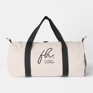 Monogram Modern Blush Pink Stylish Script Name Duffle Bag