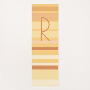 Monogram Modern Boho Brown Stripes Yoga Mat