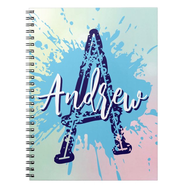 Monogram Modern Boy Preppy Back-To-School Notebook (Front)